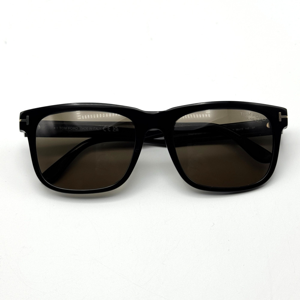 Tom Ford Sunglasses Stephenson TF775 01H Black Square Frame Brown Polarized Lens